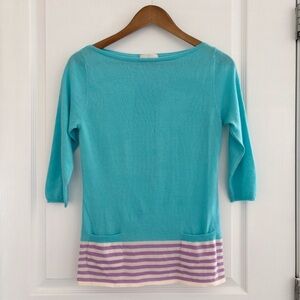 Matilde Sweater Size 42 Small Cashmere Pullover Striped Aqua Purple